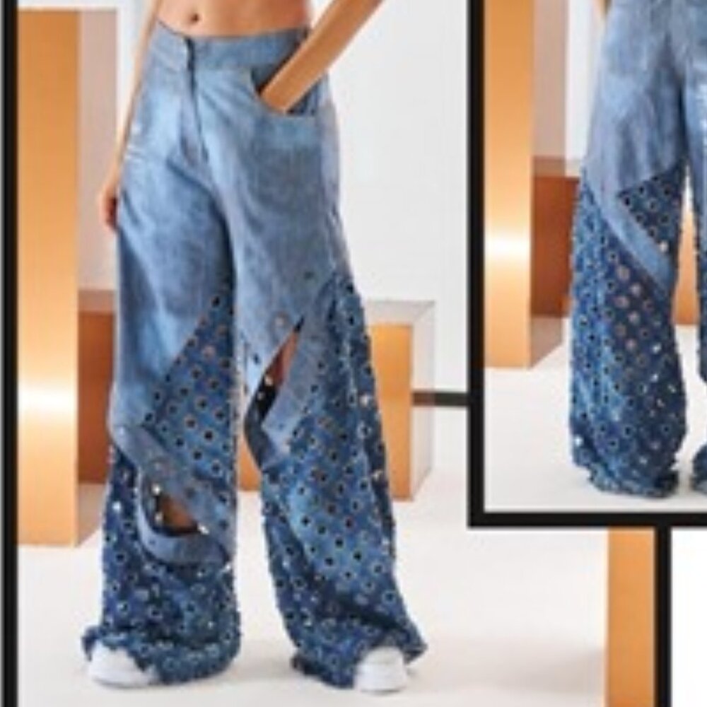 H4 brand new denim flared  funky pants